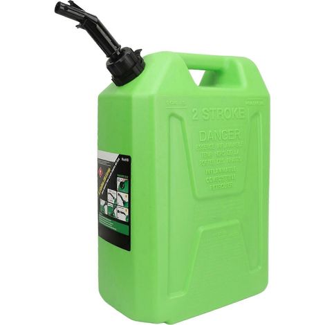 Bidon d'essence vert de 20 L en PEHD, antistatique et à vidange automatique, pour le stockage d'essence et d'huile. (1/5)