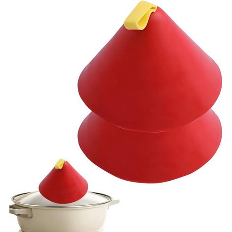 Juego de protectores para sartenes - Soportes para mangos - Cocina segura - Silicona resistente al calor - 2 piezas - Rojo (1/5)