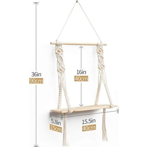 NALOOKAMIC Etagere Murale en Bois Design, Etagere Suspendue Corde Flottante de Plantes Interieur Exterieur,Rangement Decoration pour Salle de Bain Cuisine Chambre Bureau Salon