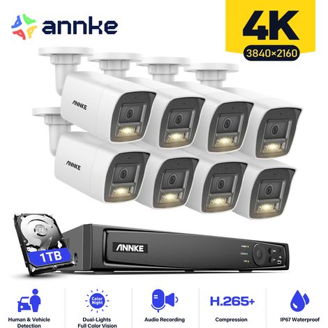 ANNKE 8MP PoE Kit Caméra de Surveillance Extérieure avec 8 Caméras,Alarme E-mail,Accès Distance,1TB (1/5)