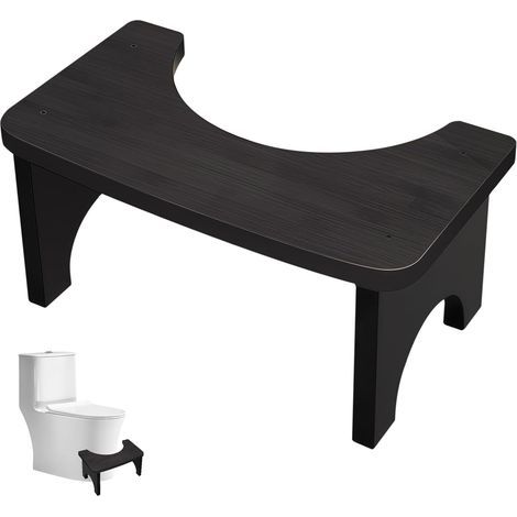 Tabouret de toilette en bois pour adultes et enfants, 37×20×17cm Tabouret de toilette ergonomique, Tabouret pour améliorer les selles, Tabouret antidérapant pour salle de bain, Noir (1/5)