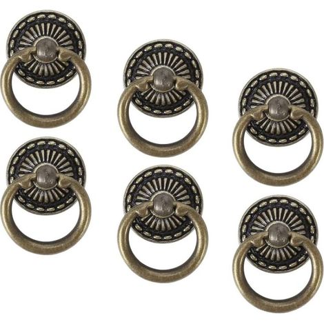 Lntyq 6 Pièces Poignée Meuble Vintage Boutons de Tiroir Vintage Porte de Placard Boutons, Commode Ancien Poignet Antique Rétro Tiroir Alliage de Zinc Bronze Poignee de Meuble Vintage pour Cuisine Armo (1/5)