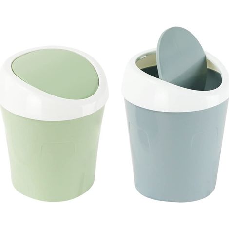 Mini papelera de plástico con tapa abatible para oficina, cocina, baño o dormitorio.
