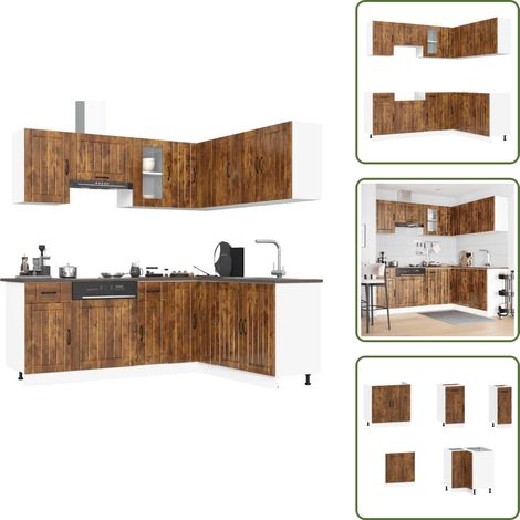The Living Store Set Mobili da Cucina 11 pz Kalmar Rovere Fumo Legno Multistrato - Mobili da cucina