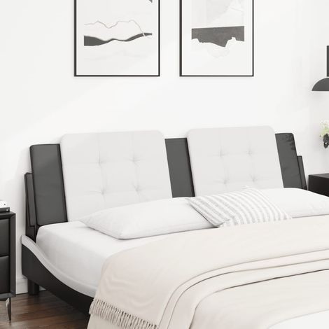 Kopfteil-Kissen "Zadar" Weiß und Schwarz 180 cm Kunstleder