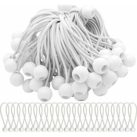 Lot de 75 cordons élastiques 150mm avec boules Sandow – Résistance élevée pour attacher chapiteaux, tentes et bâches – Capacité d'expansion 300mm (1/5)