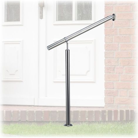 Rampe d'escalier inox 80 x 90 cm Supports muraux et chevilles inclus Résistante aux intempéries Pour intérieur et extérieur