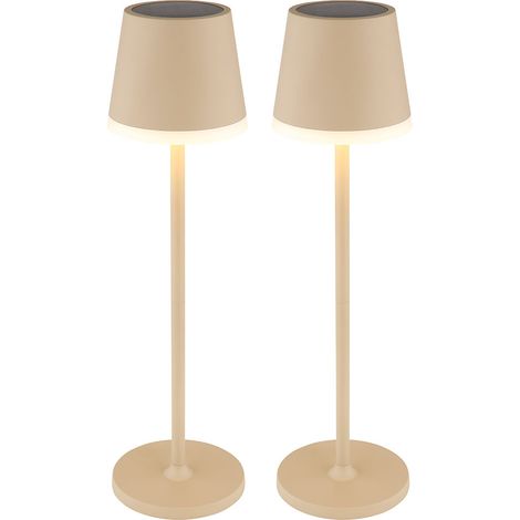 Lampe de table Lampe solaire Lampe d'extérieur sable Lampe de terrasse Lampe de table balcon IP44 résistant aux éclaboussures Batterie, LED blanc chaud, DxH 11x41 cm, 2er Set (1/5)