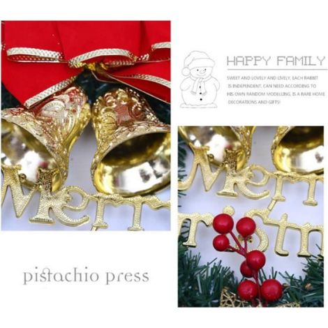 1 Couronne de Noël, Décoration avec Clochettes, Diamètre 30cm, Flanelle et Plastique, Intérieur Extérieur (1/3)
