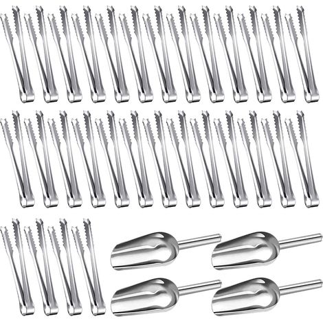30 Pinces à Glaçons et 4 Cuillères à Mesurer en Acier Inoxydable,Pince Bonbon,Pince a Sucre Glace,Inoxydable Pince,pinces de service pour mariage, cuisine, bar, buffet, dessert, thé glacé ou café (1/5)