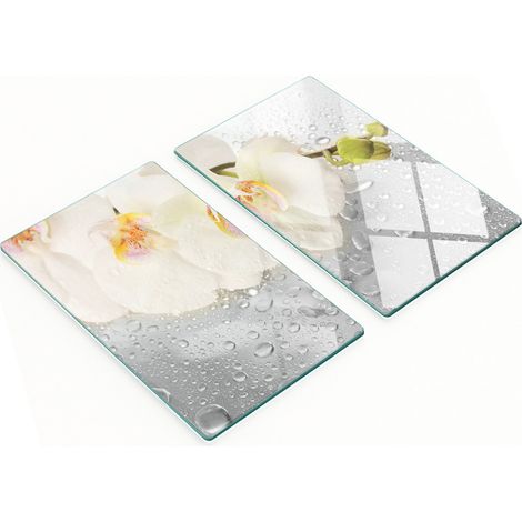 Tablas decorativas de vidrio para servir aperitivos, dise帽o de orqu铆dea, 2x30x52 cm