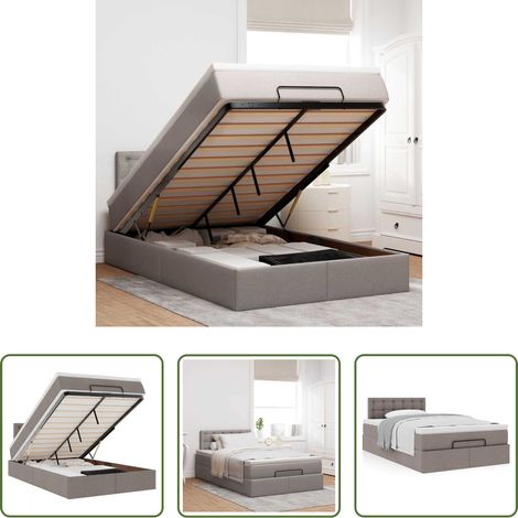 vidaXL Taschenfederkern - Ottoman-Bett mit Matratze Taupe 120x200 cm Stoff (1/5)
