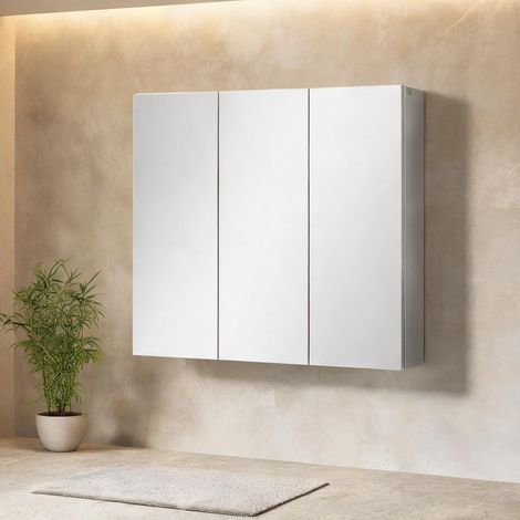 Meuble miroir suspendu en acier inoxydable avec 3 portes (1/5)