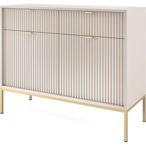 Selsey VELLORE - Sideboard 2-türig, Greige mit goldfarbenem Gestell, 104 cm (1/5)