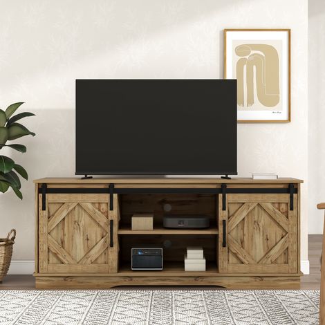 Mueble de TV, aparador con estantes regulables 150 x 40 x 60 cm, con 2 puertas correderas, Marrón Vintage (1/5)