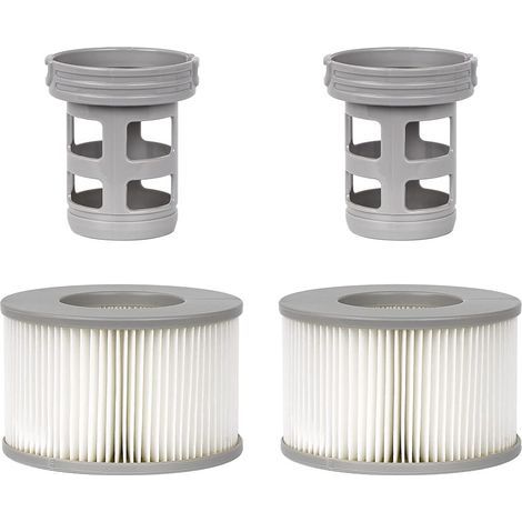 Lot de 2 Accessoires de Spa pour MSP, Comprend 2 adaptateurs de Base à Visser de Rechange, 2 filtres de Piscine gonflables à Ressort, Filtre de Piscine de Type Spa ondulé (1/5)