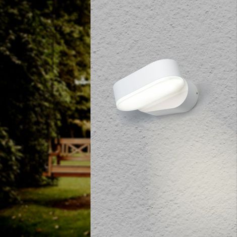 Applique murale extérieure LED IP54 ovale orientable 6W aluminium blanc directionnel (1/2)