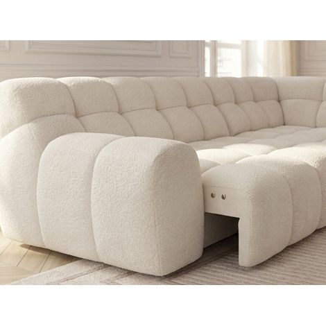 BOBOCHIC - Canapé d'angle L convertible avance-recule électrique ANDRE tissu texturé Angle droit  Blanc