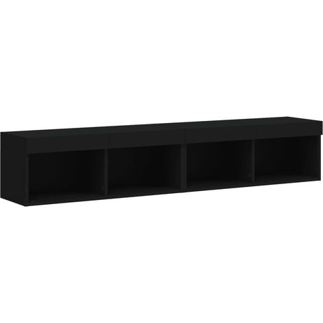 vidaXL Meubles TV avec lumières LED 2 pcs noir 80x30x30 cm (1/5)
