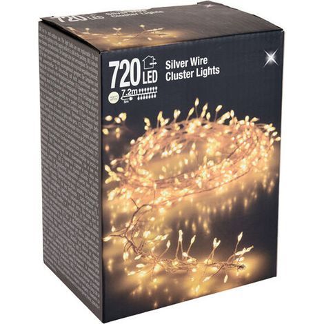 Silver Wire CLUSTER Lights - 720 LED / 7,2 m - Draht Büschel Lichterkette für Außen