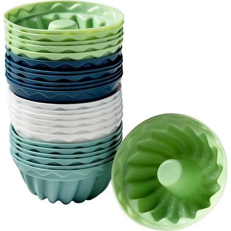 Stampi per crostate 6,5 x 6,5 x 2,5 cm, set da 24 pezzi, stampi per crostate in silicone, stampi da forno per muffin, torte, pasticcini e budini, stampi per muffin riutilizzabili per (1/5)