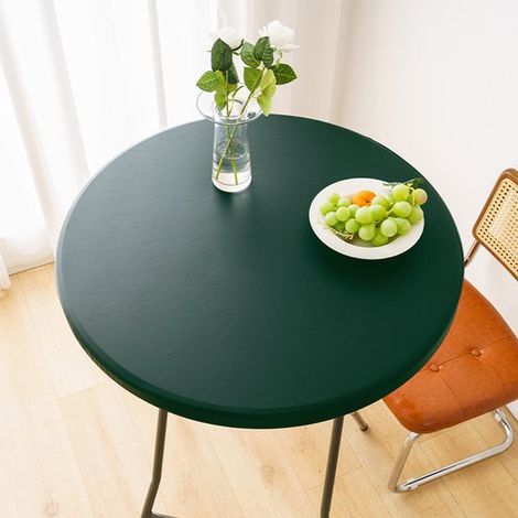 1 Funda redonda impermeable para mesas auxiliares de exterior – Mantel de vinilo para comedor de patio – 60 cm – Verde oscuro (1/5)