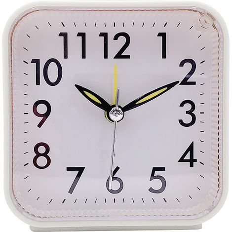 Réveil Analogique - Modèle Silencieux avec Snooze et Lumière, Fonctionne sur Pile AA, Design Compact en Plastique Blanc pour Voyage et Bureau (1/5)