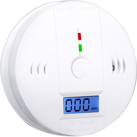 Détecteur d'alarme de monoxyde de carbone Détecteur d'alarme CO alimenté par batterie avec écran LCD Avertissement vocal,de DEBUNS