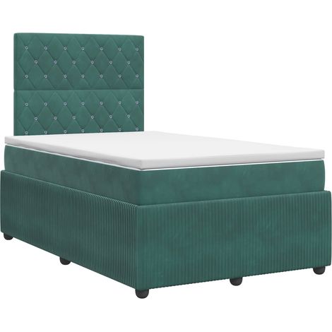 Maison Exclusive - Letto box spring con materasso Verde Scuro 120 x 190 cm Velluto (1/5)