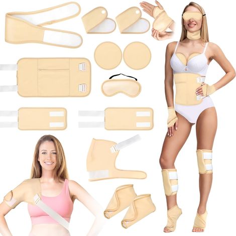 Emballage d'huile de ricin,kit d'huile de ricin réutilisable de 12PCS Coton biologique pour les mains de l'épaule Poitrine de la taille du cou,coussinets de compression réglables pour tout le corps (1/5)