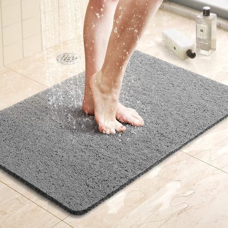 Tapis de douche antidérapant en PVC 60 x 40 cm avec drainage rapide - Gris (1/5)