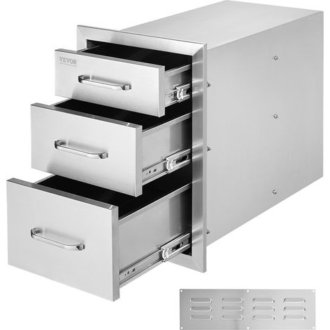 VEVOR 45.7 x 38cm Kamintür Dreistöckig Edelstahl BBQ Tür Vertikal BBQ Island Tür