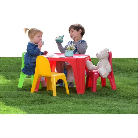 Tavolo Gioco Pic Nic 4 Amici Sedie Plastica Esterno Casa Giardino Giochi Bambini (1/5)