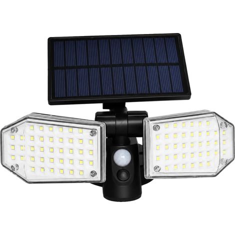 Lumière solaire LED extérieure, capteur de mouvement PIR, design étanche, Noir (1/2)