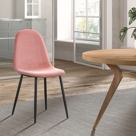 Chaise de salle à manger en velours rose BOYANA lot de 2