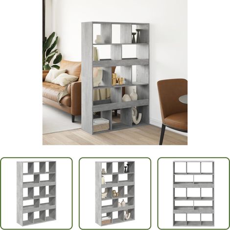 Étagère décorative - Cloison de séparation gris béton bois d'ingénierie (1/5)