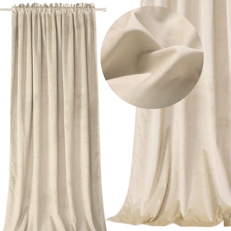 Tenda in velluto pronta all'uso su nastro da 280 g/m2, motivo a rana beige, oscurante (1/5)