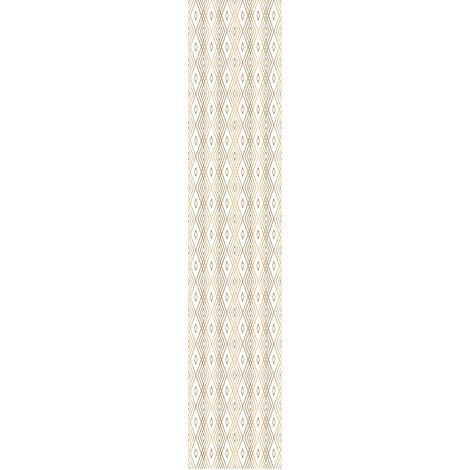 Papier Peint Intissé Pré-encollé Rouleau Wallpaper Scandinave Art Déco Losanges Blanc et Doré Adhésif Décorative - 1 Roulle de H300 x L60 cm (1/4)