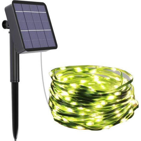 1 x Guirlande lumineuse solaire, 20 m avec 200 LED étanches, lumière blanc chaud, idéale pour extérieur et jardin