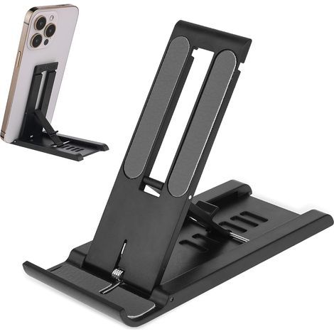 Support de téléphone portable pliable 6 vitesses, mini support de tablette portable, support de bureau, support de téléphone portable compatible avec les téléphones portables et les tablettes, noir (1/5)