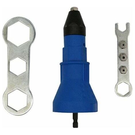 Embout pour perceuse ou visseuse sans fil pour rivets aveugles,Adaptateur accessoires pour pistolet à riveter électrique, bleu, une set,Fonepro, (1/5)