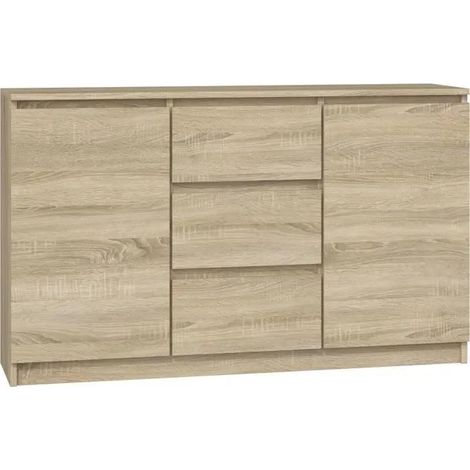 Cassettiera 2D3S 120CM ROVERE Sonoma, mobile con 2 ante e 3 cassetti per soggiorno