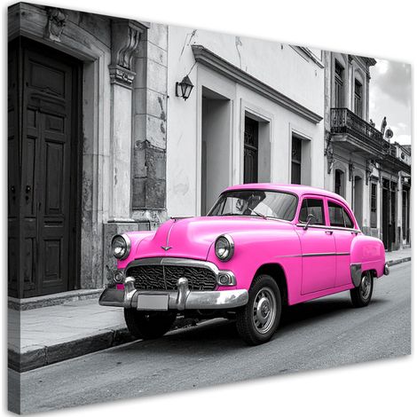 Impression sur Toile, Voiture classique vintage garée dans une rue de La Havane,30x20 (1/4)