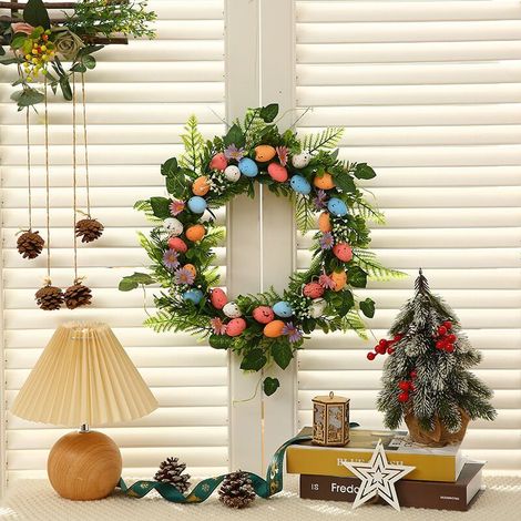 Guirlande d'œufs de Pâques du monde entier, ornement original, décoration murale en forme d'œuf, accessoires pour la maison (1/4)