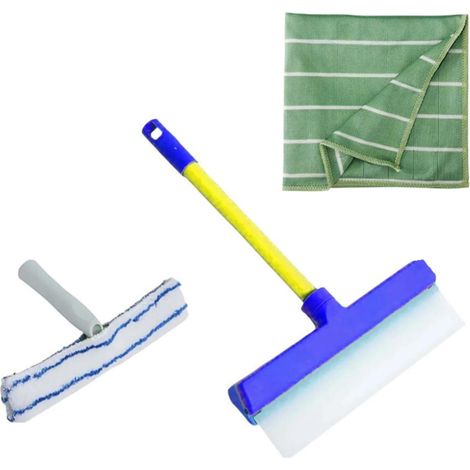 Kit tergivetro in silicone riciclabile, kit per la pulizia dei vetri con tergivetro in silicone e spazzola in microfibra, asciugamano per doccia, specchio, portiera dell'auto