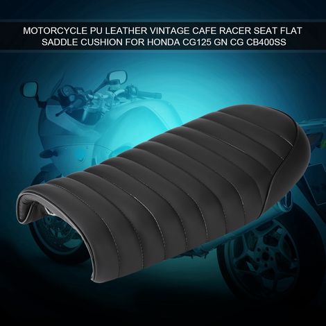 Selle plate en cuir PU style café racer vintage pour moto CG125 GN CG CB400SS (1/5)
