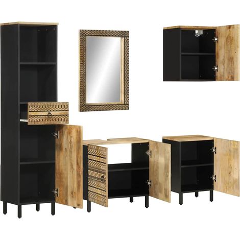 Maison Exclusive - 5-tlg. Badmöbel-Set Massivholz Mango