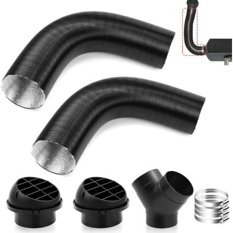 Chauffage diesel, chauffage de stationnement 60 mm, sortie d'air de la tête de direction, tête ronde à trois voies en T 60 tubes