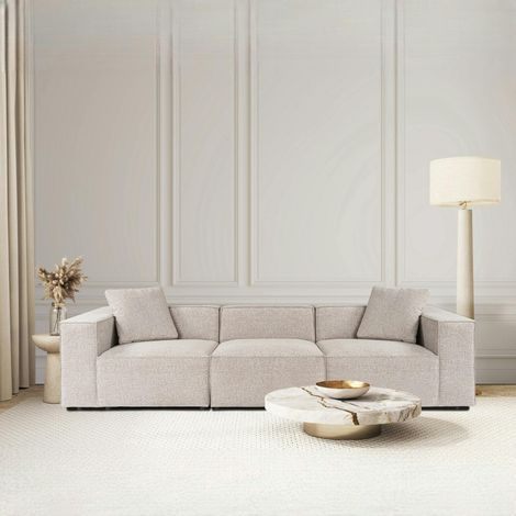 Canapé 4 places taupe design coutures apparentes OSTUNI (1/5)