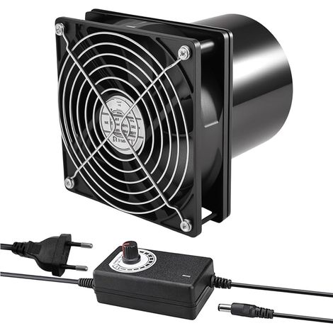 Extracteur d'Dair 100mm de gaine en ligne, Extracteur Air Chaud DC 12V avec variateur de vitesse, Ventilation Extracteur Dair pour cuisine, serre, salle de bain, circulation de l'air, PC (1/5)